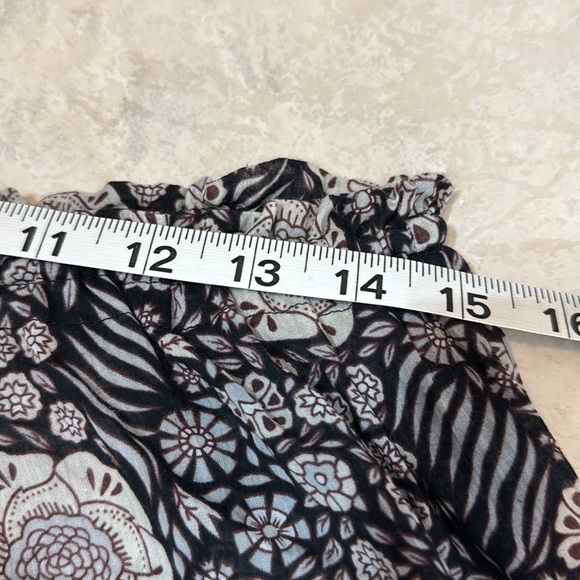 Joie Boho Black/Gray/BrownFloral Tiered Maxi Skirt w/Elastic Waist Size Large - Picture 10 of 11